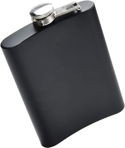 Engraved Stainless Steel Black 8oz Flask