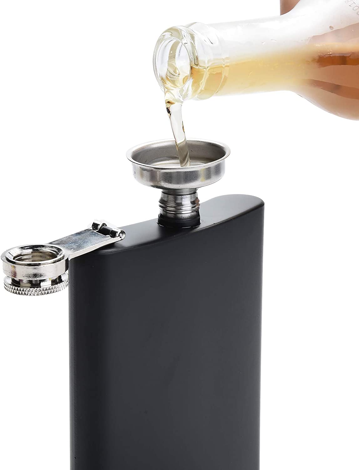 Engraved Stainless Steel Black 8oz Flask